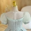 Chic / Belle Vert Cendré Courte Anniversaire Robe Ceremonie Fille 2022 Robe Boule Encolure Dégagée Gonflée Manches Courtes Robe Ceremonie Fille