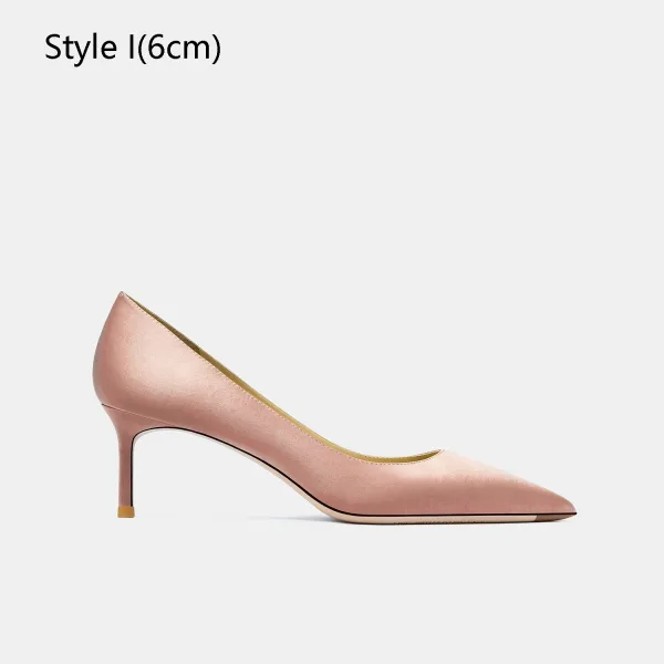 Modest / Simple Green Office OL Satin Pumps 2024 10 cm Stiletto Heels Pointed Toe Pumps High Heels