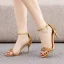 Sexy Champagne Faux Diamant Bride Cheville Sandales Femme 2023 7 cm Talons Aiguilles Peep Toes / Bout Ouvert Mariage Sandales Talons Hauts