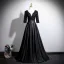 Vintage / Retro Black Sequins Prom Dresses 2025 Ball Gown V-Neck 3/4 Sleeve Backless Floor-Length / Long Formal Dresses