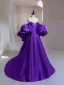 Audrey Hepburn Style White Satin Wedding Dresses 2024 Ball Gown Strapless Puffy Short Sleeve Backless Sweep Train Wedding