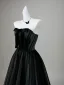 Fashion Black Bow Glitter Party Dresses 2026 Crossed Straps A-Line / Princess Strapless Sleeveless Backless Floor-Length / Long Cocktail Party Evening Party Formal Dresses