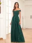 Bling Bling Dark Green Sequins Evening Dresses 2024 A-Line / Princess Off-The-Shoulder Sleeveless Backless Floor-Length / Long Evening Party Formal Dresses
