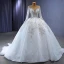 Luxury / Gorgeous White Handmade  Beading Rhinestone Pearl Sequins Wedding Dresses 2023 Ball Gown Scoop Neck Long Sleeve Backless Court Train Wedding