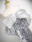 Scintillantes Argenté Paillettes Robe De Soirée 2025 Trompette / Sirène De l'épaule Sans Manches Dos Nu Train De Balayage Soirée Robe De Ceremonie