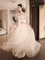 Elegant Champagne Appliques Prom Dresses 2024 A-Line / Princess Off-The-Shoulder Short Sleeve Backless Floor-Length / Long Prom Formal Dresses