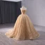 High-end Bling Bling Gold Beading Sequins Pearl Prom Dresses 2024 Ball Gown Strapless Sleeveless Backless Sweep Train Prom Formal Dresses