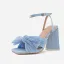 Vintage / Originale Bleu Ciel Vêtement de rue Sandales Femme 2022 Bride Cheville Noeud 10 cm Talons Épais Peep Toes / Bout Ouvert Sandales Talons Hauts