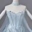 Charmant Himmelblau Perlenstickerei Strass Pailletten Feder Ballkleider 2026 A Linie Bandeau Ärmellos Rückenfreies Lange Festliche Kleider