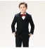 Classic 5-piece Stripe Black Long Sleeve Boys Wedding Suits 2022 Coat Pants Shirt Tie Vest Wedding