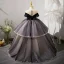 Fashion Black Rhinestone Sequins Cascading Ruffles Flower Girl Dresses 2023 Ball Gown Scoop Neck Birthday Short Sleeve Floor-Length / Long