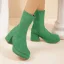Comfortable Green Street Wear Winter Suede Womens Boots 2023 6 cm Thick Heels Round Toe Boots High Heels