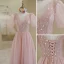 Élégant Rougissant Rose Paillettes Robe De Bal 2022 Princesse V-Cou Manches Courtes Dos Nu Longue Promo Robe De Ceremonie