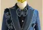 Fall Winter Navy Blue Pearl Rhinestone 5-piece Long Sleeve Boys Wedding Suits 2024 Coat Pants Shirt Tie Vest