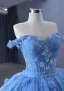 Haut de Gamme Bleu Perlage Paillettes Appliques Robe De Bal 2024 Robe Boule Bustier Sans Manches Dos Nu Train De Balayage Promo Robe De Ceremonie