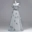 Charmant Gris Perlage Appliques Paillettes Robe De Soirée 2026 Princesse De l'épaule Manches Courtes Dos Nu Longue Robe De Ceremonie