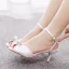 Simple Blanche Promo Satin Perle Sandales Femme 2023 Bride Cheville 6 cm Talons Aiguilles Peep Toes / Bout Ouvert Sandales Talons Hauts