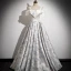Elegant Ivory Printing Prom Dresses 2023 A-Line / Princess Spaghetti Straps Short Sleeve Backless Floor-Length / Long Prom Formal Dresses