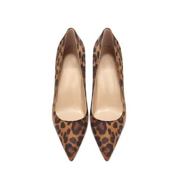 Sexig Brun Afton Läder Leopard Röd Sula Pumps 2026 12 cm Stilettklackar Spetsiga Pumps Högklackade