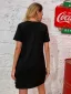 Lovely Women Black Casual Short Dresses 2021 Printing Cotton Loose Scoop Neck Summer Short Sleeve T-shirt
