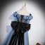 Elegante Blauw Galajurken 2023 A lijn Ruche Uit De Schouder Korte Mouwen Ruglooze Strik Lange Gala Gelegenheid Jurken