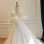 High-end Ivory Lace Flower Satin Wedding Dresses 2026 Ball Gown Strapless Sleeveless Backless Sweep Train