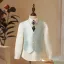 Vert Citron Tomber Hiver 6 pièces Faux Diamant En Dentelle Fleur Manches Longues Costume Garçon Mariage 2024 Bijoux De Corps Manteau Pantalon Chemise Cravate Gilet