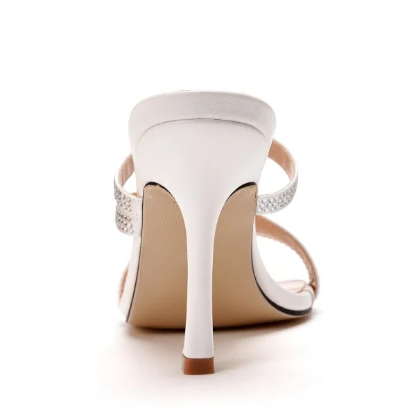 Sexy White Evening Party Rhinestone Womens Sandals 2023 9 cm Stiletto Heels Open / Peep Toe Sandals High Heels
