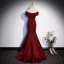 Illusion Burgundy Evening Dresses  2023 Trumpet / Mermaid Off-The-Shoulder Sleeveless Backless Bow Floor-Length / Long Evening Party Formal Dresses