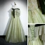 Fashion Sage Green Sequins Pleated Prom Dresses 2023 A-Line / Princess Off-The-Shoulder Bow Short Sleeve Backless Floor-Length / Long Prom Formal Dresses