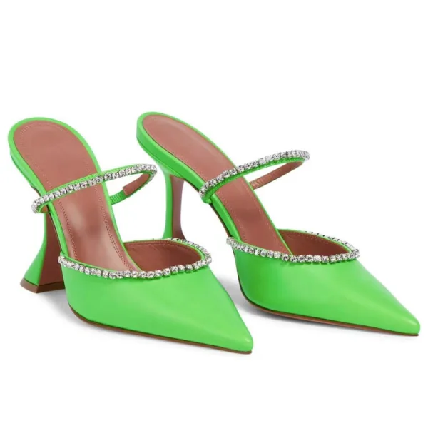 Fashion Silver Evening Party Rhinestone Womens Sandals 2022 9 cm Stiletto Heels Pointed Toe Womens Shoes High Heels