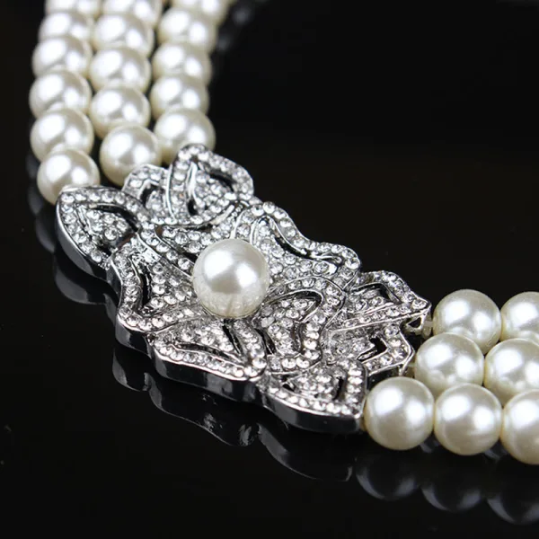 Élégant Blanche Perle Faux Diamant Mariage Colliers Boucles D'Oreilles Accessorize Bracelets 2023