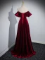 Chic / Beautiful Burgundy Velour Prom Dresses 2023 Ball Gown Strapless Sleeveless Backless Floor-Length / Long Prom Formal Dresses
