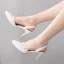Chic / Belle Blanche Perle Faux Diamant En Dentelle Fleur Chaussure De Mariée 2022 7 cm Talons Aiguilles À Bout Pointu Mariage Talons Hauts