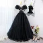 Élégant Noire Perle Faux Diamant Paillettes Robe De Bal Longue 2022 Robe Boule Encolure Dégagée Gonflée Manches Courtes Dos Nu Promo Robe De Ceremonie