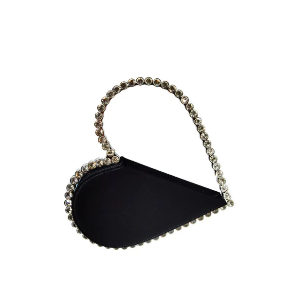 Fashion Fuchsia Heart-shaped Rhinestone Cocktail Party Clutch Bags Satin 2023
