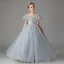 Chic / Beautiful Grey Sequins Tassel Birthday Flower Girl Dresses 2024 Ball Gown Scoop Neck Short Sleeve Backless Floor-Length / Long