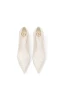 Elegant White Beading Satin Low Heel Wedding Shoes 2024 Pointed Toe Wedding Pumps