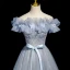 Chic / Belle Bleu Ciel Perlage Paillettes Appliques Robe De Bal 2023 Princesse De l'épaule Noeud Ceinture Sans Manches Dos Nu Longue Promo Robe De Ceremonie