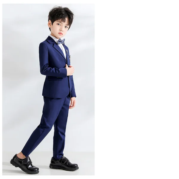 Modern / Fashion Black Long Sleeve Boys Wedding Suits 2023 Coat Pants Shirt Tie Vest Wedding