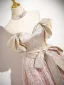 Fashion Blushing Pink Glitter Tassel Prom Dresses 2025 A-Line / Princess Off-The-Shoulder Bow Sash Backless Short Sleeve Floor-Length / Long Prom Formal Dresses