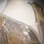 Scintillantes Doré Faux Diamant Paillettes Robe De Soirée 2025 Trompette / Sirène V-Cou Manches Longues Dos Nu Longue Soirée Robe De Ceremonie