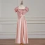 Simple Rose Bonbon Robe Demoiselle D'honneur 2023 Princesse Manches Courtes Dos Nu Longue Robe Demoiselle D'honneur