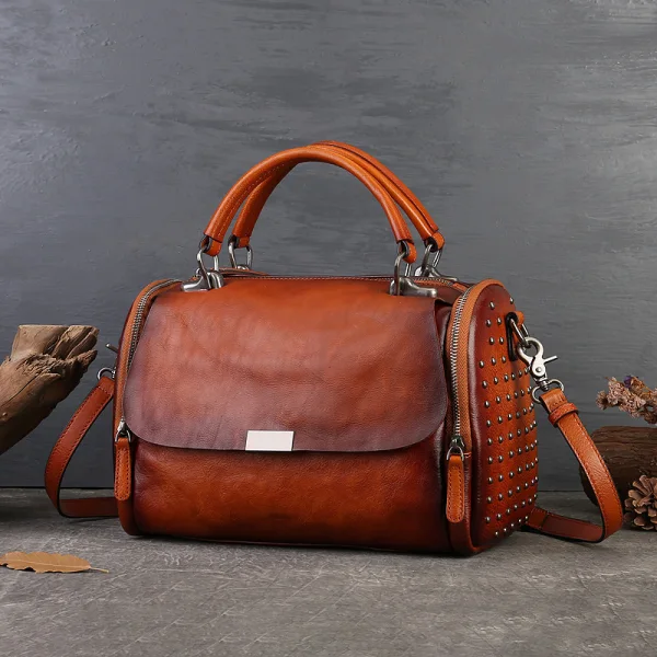 Vintage / Retro Leather Brown Street Wear Women's Bags Handbag 2023