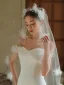 Élégant Blanche Appliques La Mariée Voile De Mariée 2025 Tulle