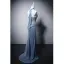 Sexy Bleu Ciel Faux Diamant Robe De Soirée 2026 Trompette / Sirène Bustier Sans Manches Dos Nu Train De Balayage Soirée Robe De Ceremonie