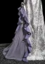 Charming Silver Appliques Sequins Evening Dresses 2025 A-Line / Princess Strapless Sleeveless Backless Sweep Train Evening Party Formal Dresses