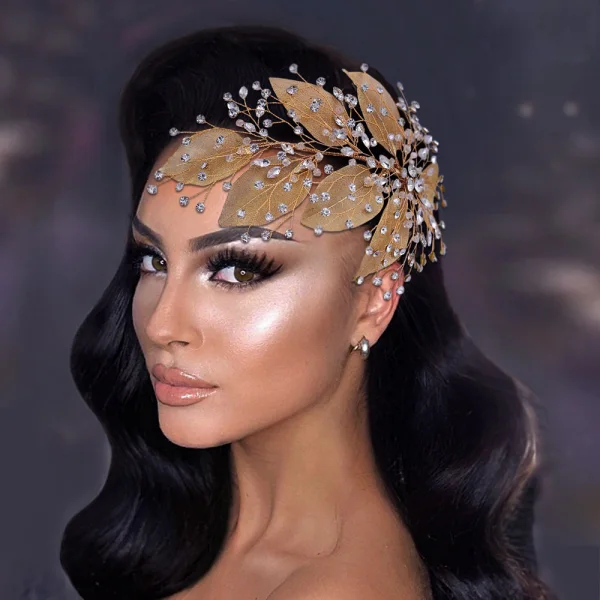 Fashion Silver Handmade  Rhinestone Leaf Wedding Bridal Hair Accessories 2023 Alloy