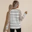 Fancy Women White Stripe Sweatshirts 2021 Scoop Neck Loose Cotton Casual Fall Winter Polka Dot Long Sleeve Tops