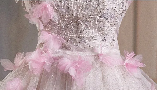 Charmant Rougissant Rose Perle Paillettes Appliques de retour Courte Robe De Graduation 2025 Princesse Bretelles Spaghetti Sans Manches Dos Nu Tulle